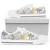 Gold Glitter Tropical Palm Leaves White Bottom Low Top Shoes