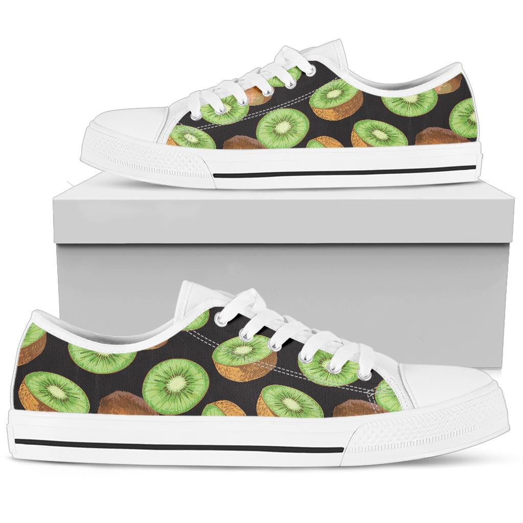 Kiwi Pattern Print Design KW03 White Bottom Low Top Shoes