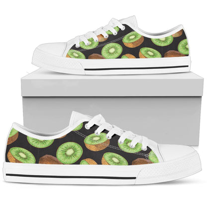 Kiwi Pattern Print Design KW03 White Bottom Low Top Shoes
