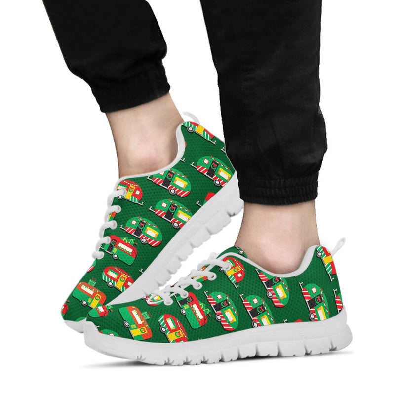 Camper Camping Christmas Themed Print Sneakers White Bottom Shoes
