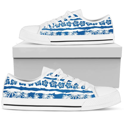 Hawaiian Themed Pattern Print Design H021 White Bottom Low Top Shoes