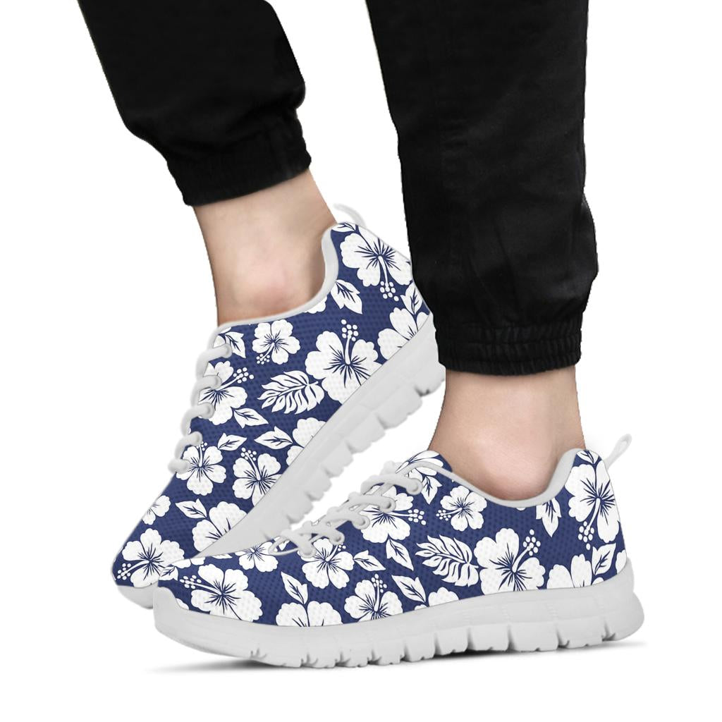 Hibiscus Pattern Print Design HB012 Sneakers White Bottom Shoes