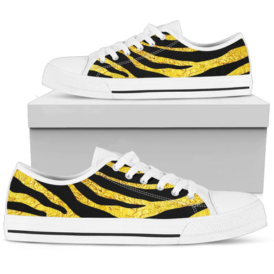 zebra Gold White Bottom Low Top Shoes