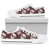 sugar skull Floral Pattern White Bottom Low Top Shoes