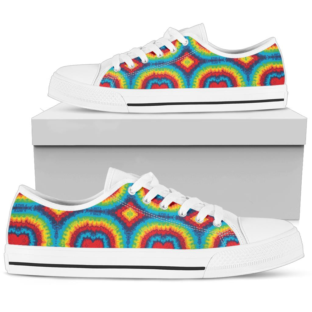 Tie Dye Heart shape White Bottom Low Top Shoes