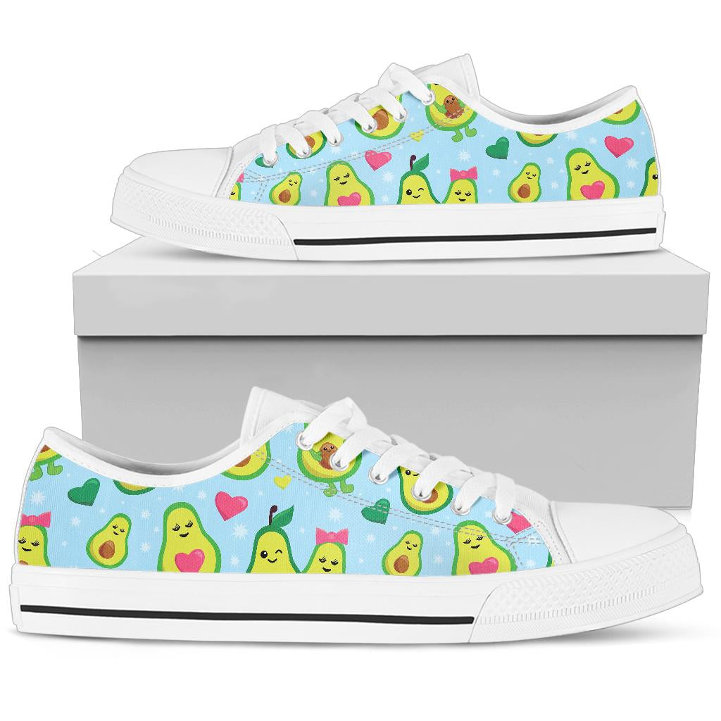 Avocado Pattern Print Design AC09 White Bottom Low Top Shoes