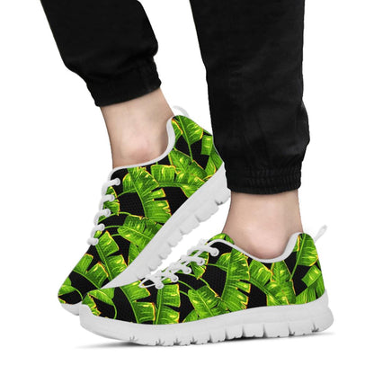 Banana Leaf Pattern Print Design BL06 Sneakers White Bottom Shoes