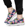 Flamingo Hibiscus Print Sneakers White Bottom Shoes