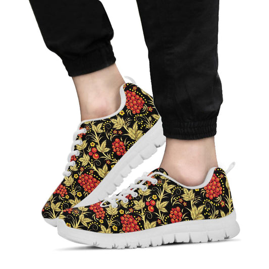 Cranberry Pattern Print Design CB02 Sneakers White Bottom Shoes