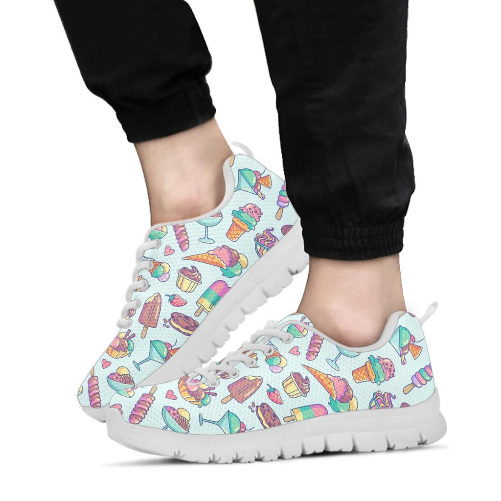 Ice Cream Pattern Print Design IC02 Sneakers White Bottom Shoes