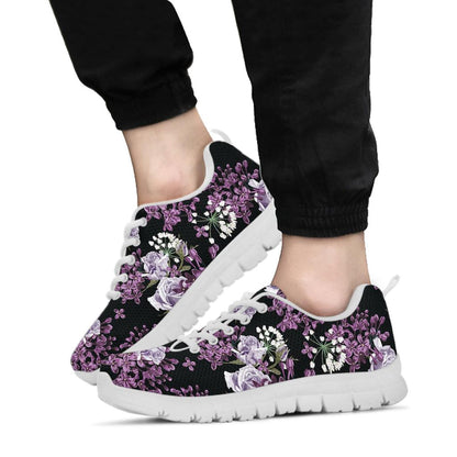 Lilac Pattern Print Design LI04 Sneakers White Bottom Shoes
