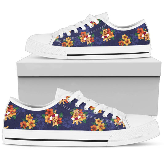 Hawaiian Themed Pattern Print Design H02 White Bottom Low Top Shoes