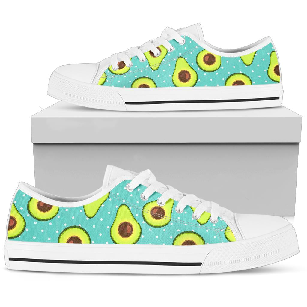 Avocado Pattern Print Design AC012 White Bottom Low Top Shoes