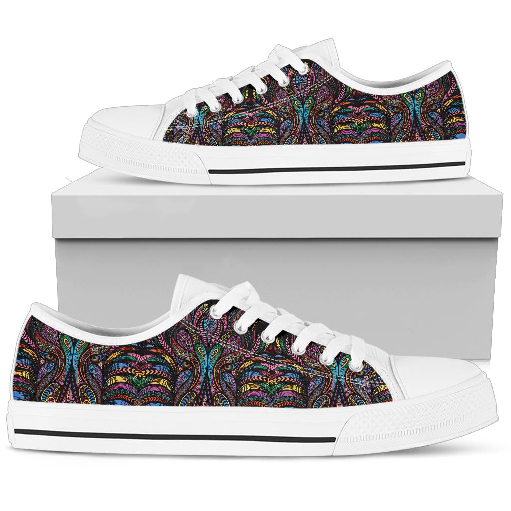 Colorful Art Wolf  White Bottom Low Top Shoes