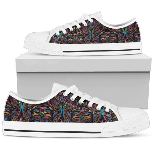 Colorful Art Wolf  White Bottom Low Top Shoes