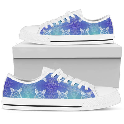 Sea Turtle Draw White Bottom Low Top Shoes