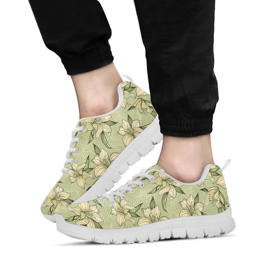 Lily Pattern Print Design LY06 Sneakers White Bottom Shoes