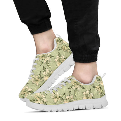 Lily Pattern Print Design LY06 Sneakers White Bottom Shoes