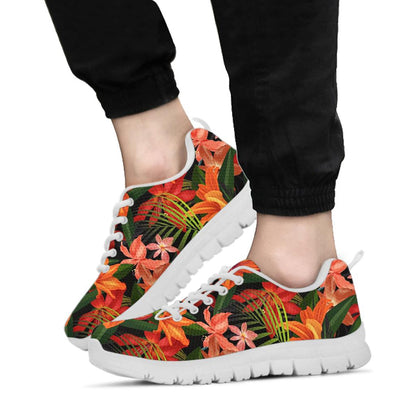 Amaryllis Pattern Print Design AL05 Sneakers White Bottom Shoes