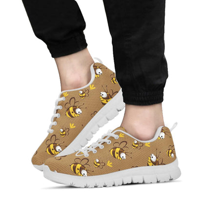 Bee Pattern Print Design BEE09 Sneakers White Bottom Shoes