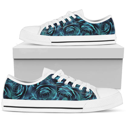 Camellia Pattern Print Design CM04 White Bottom Low Top Shoes
