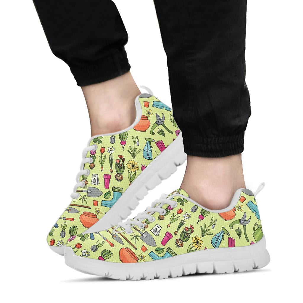 Gardening Pattern Print Design G02 Sneakers White Bottom Shoes