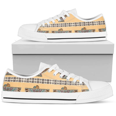 Native American Eagle Pattern White Bottom Low Top Shoes