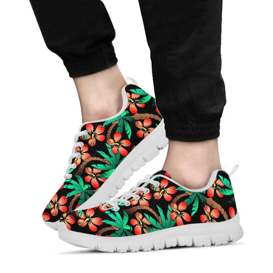 Hawaiian Themed Pattern Print Design H022 Sneakers White Bottom Shoes