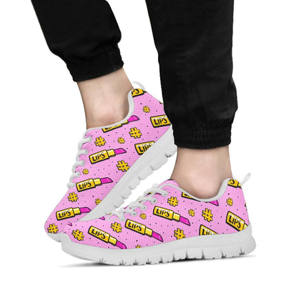 Lipstick Pattern Print Design LT03 Sneakers White Bottom Shoes