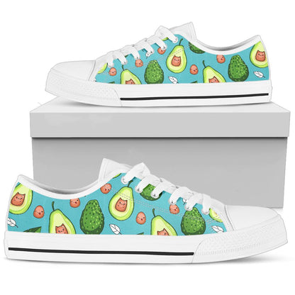 Avocado Pattern Print Design AC05 White Bottom Low Top Shoes