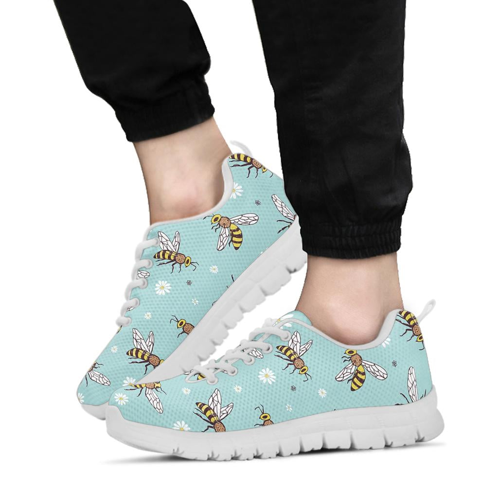 Bee Pattern Print Design BEE010 Sneakers White Bottom Shoes