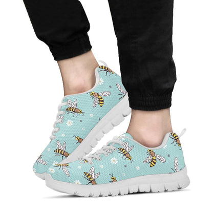 Bee Pattern Print Design BEE010 Sneakers White Bottom Shoes