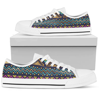 Multicolor Tribal aztec White Bottom Low Top Shoes