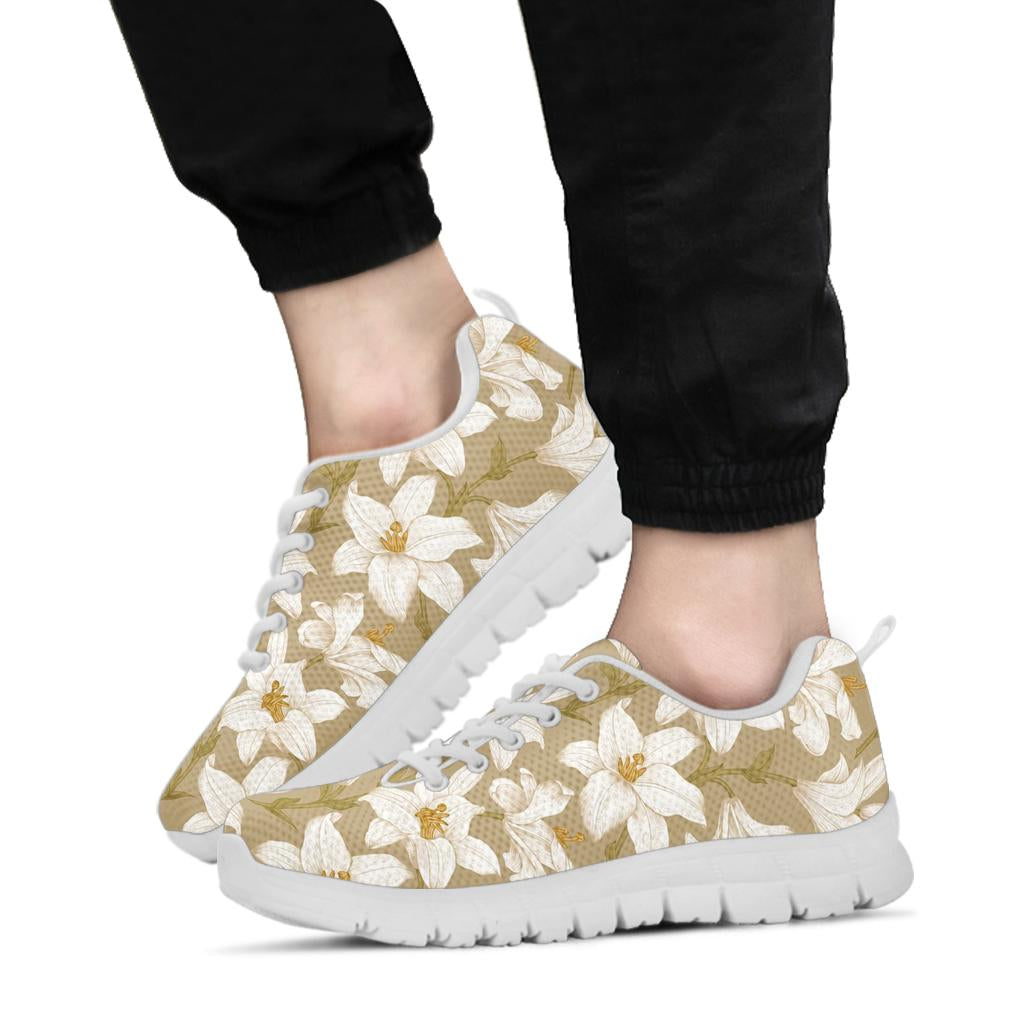 Lily Pattern Print Design LY07 Sneakers White Bottom Shoes