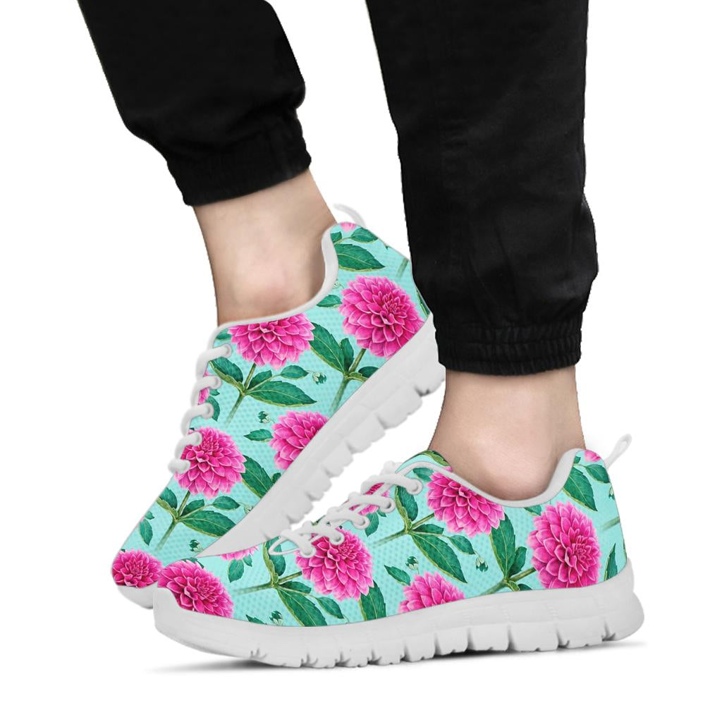 Dahlia Pattern Print Design DH08 Sneakers White Bottom Shoes