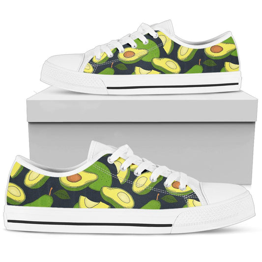 Avocado Pattern Print Design AC013 White Bottom Low Top Shoes