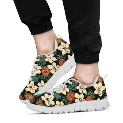 Hawaiian Themed Pattern Print Design H08 Sneakers White Bottom Shoes