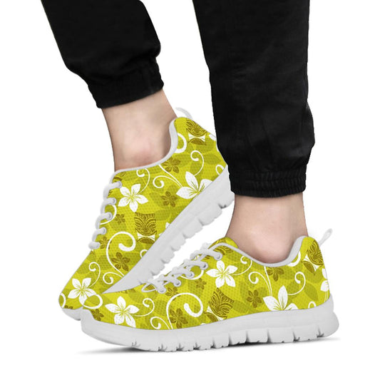 Hawaiian Themed Pattern Print Design H019 Sneakers White Bottom Shoes