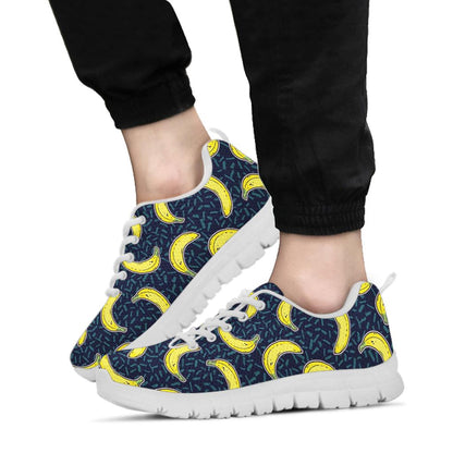 Banana Pattern Print Design BA09 Sneakers White Bottom Shoes
