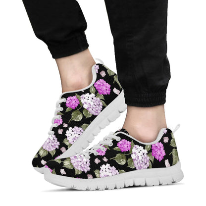Hydrangea Pattern Print Design HD011 Sneakers White Bottom Shoes