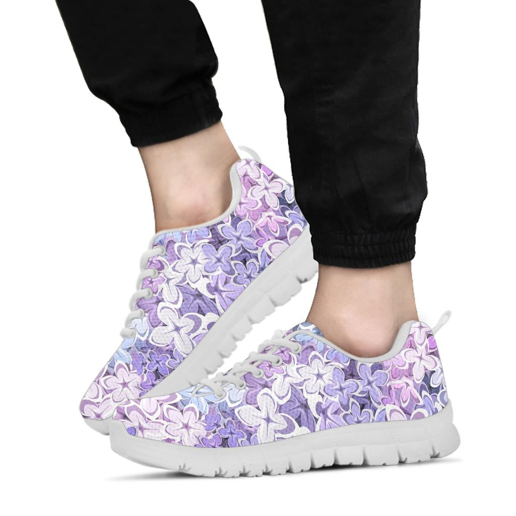 Lilac Pattern Print Design LI01 Sneakers White Bottom Shoes