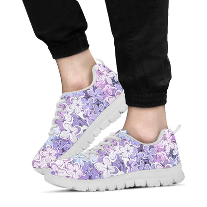 Lilac Pattern Print Design LI01 Sneakers White Bottom Shoes