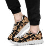 Brown Hibiscus Pattern Print Design HB06 Sneakers White Bottom Shoes