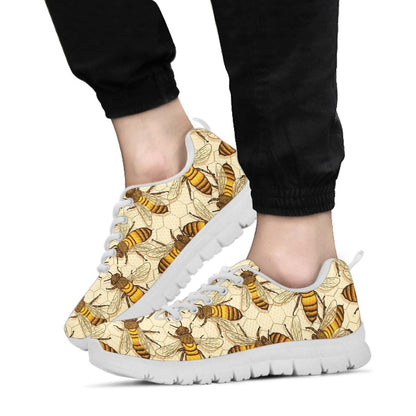 Bee Pattern Print Design BEE05 Sneakers White Bottom Shoes