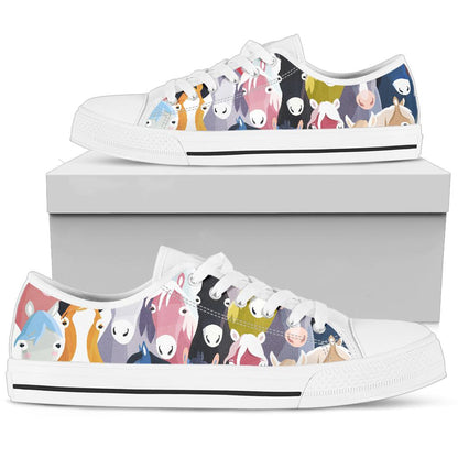 Colorful Horse Pattern White Bottom Low Top Shoes