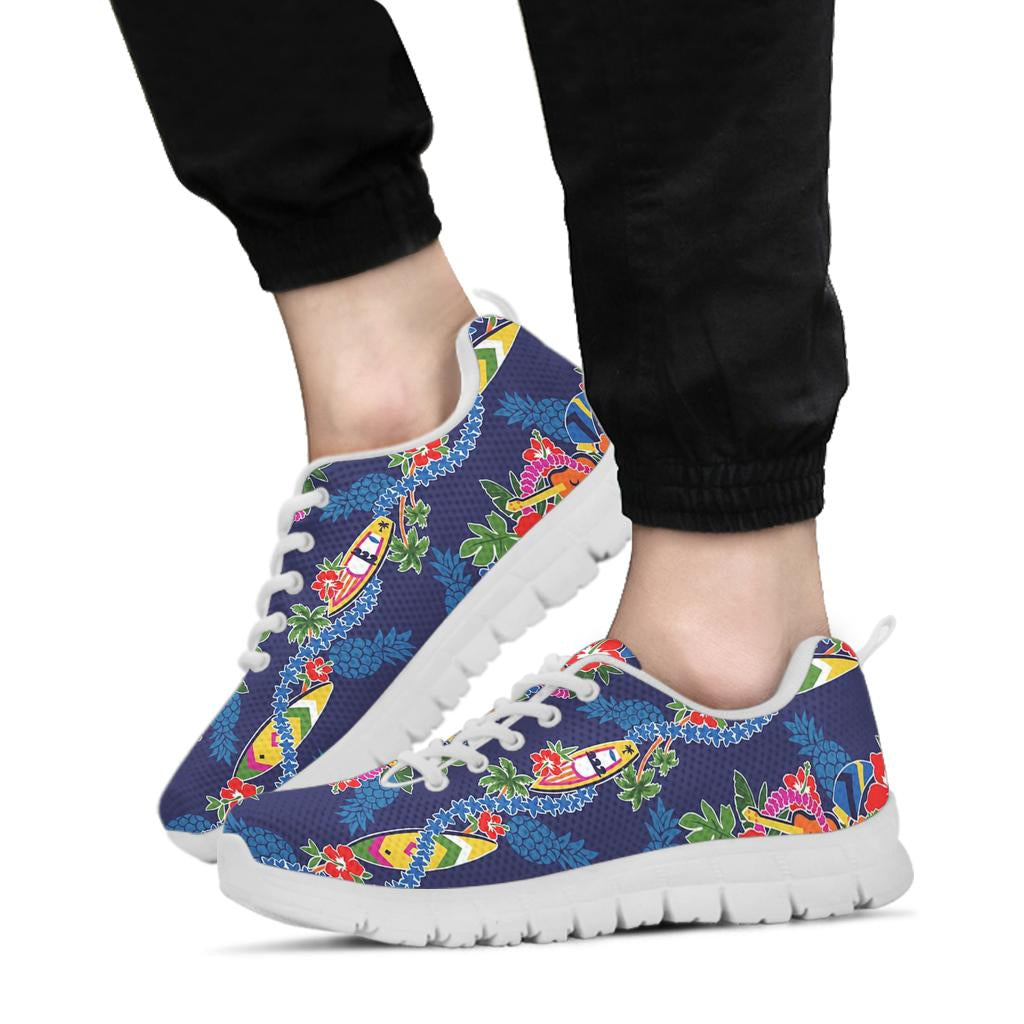 Hawaiian Themed Pattern Print Design H04 Sneakers White Bottom Shoes