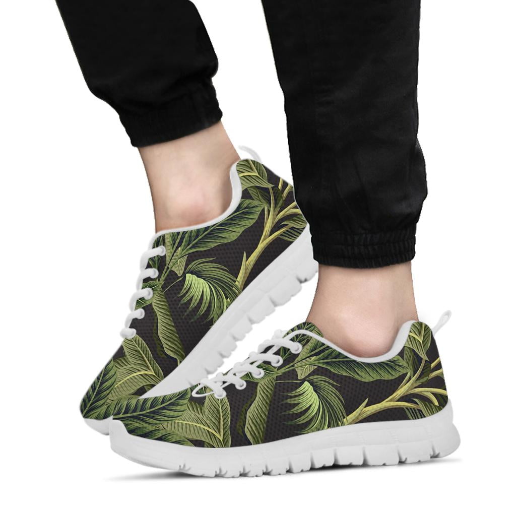Banana Leaf Pattern Print Design BL04 Sneakers White Bottom Shoes