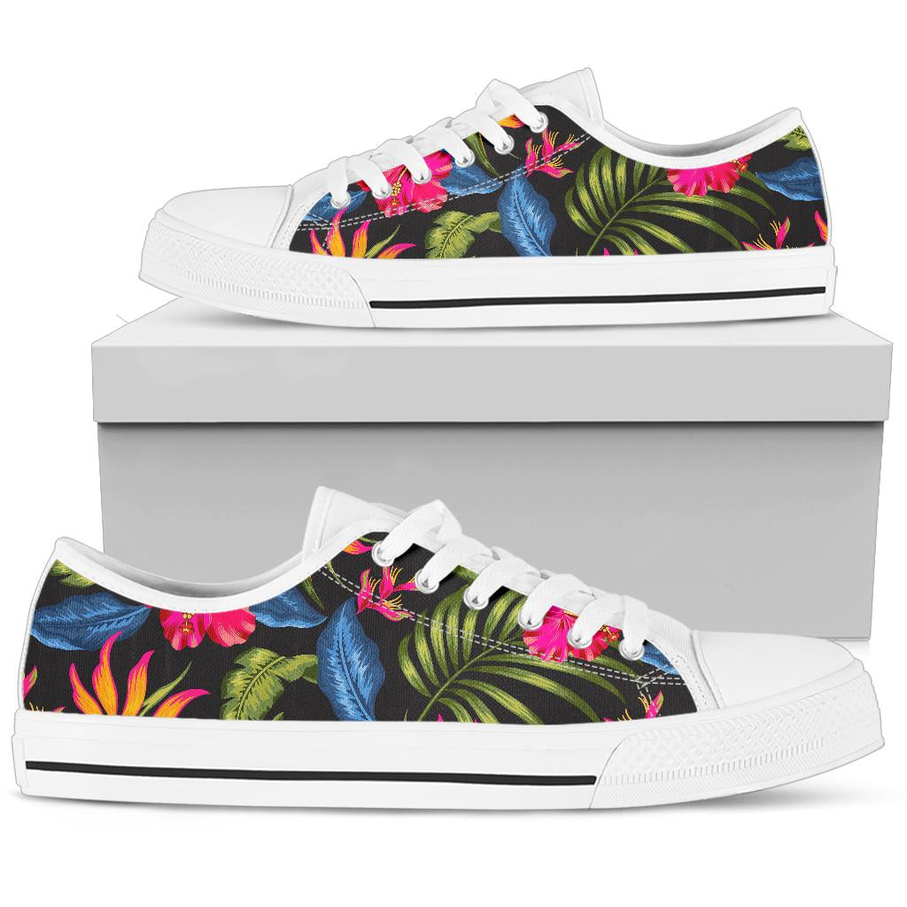 Bird Of Paradise Pattern Print Design BOP014 White Bottom Low Top Shoes