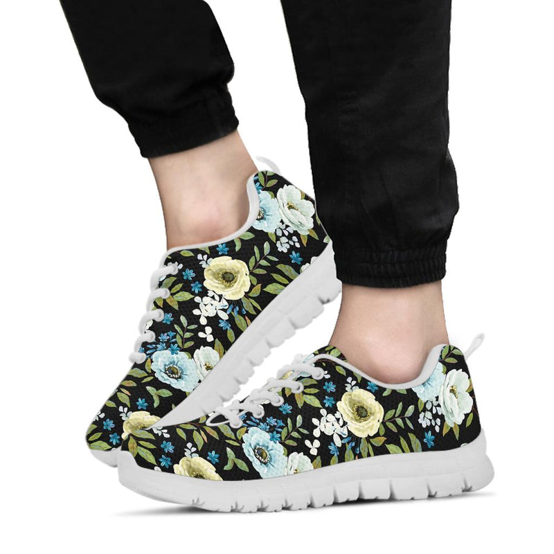 Anemone Pattern Print Design AM03 Sneakers White Bottom Shoes