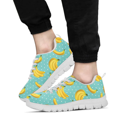 Banana Pattern Print Design BA02 Sneakers White Bottom Shoes